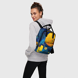 Рюкзак женский Жёлтая и синяя геометрия, цвет: 3D-принт — фото 2