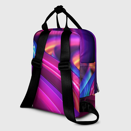 Женский рюкзак Неоновые абстрактные волны / 3D-принт – фото 2