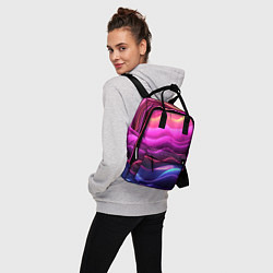 Рюкзак женский Розовые и фиолетовые неоновые волны, цвет: 3D-принт — фото 2