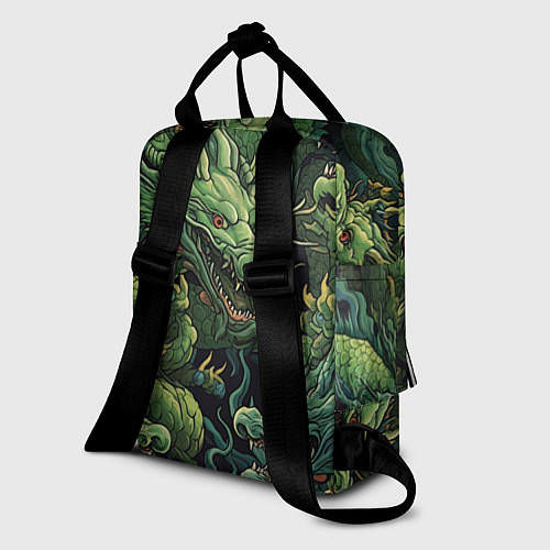 Женский рюкзак Зеленые драконы: арт нейросети / 3D-принт – фото 2
