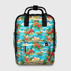 Рюкзак женский Гавайский стиль море и цветы, цвет: 3D-принт