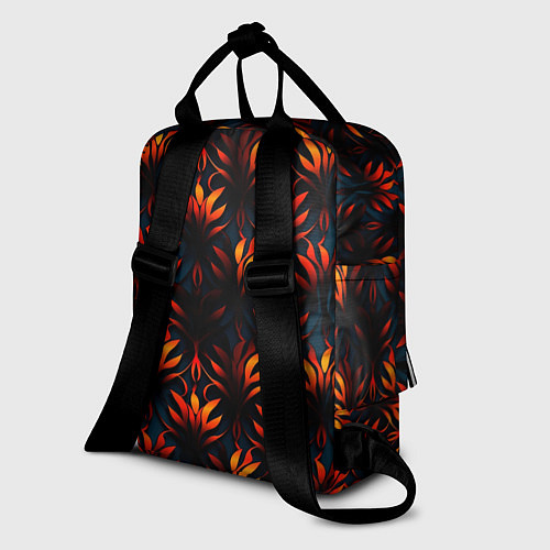 Женский рюкзак Оранжевые неоновые листья / 3D-принт – фото 2