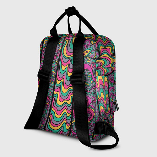 Женский рюкзак Цветочно-бензиновый узор / 3D-принт – фото 2