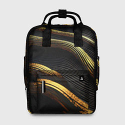 Рюкзак женский Золотистые волны абстракция, цвет: 3D-принт