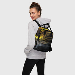 Рюкзак женский Золотистые волны на черном, цвет: 3D-принт — фото 2