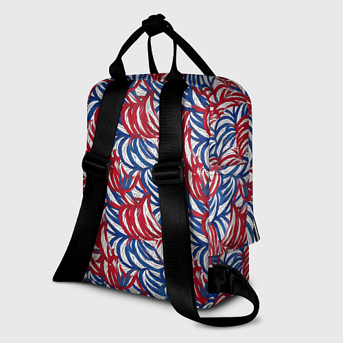 Женский рюкзак Белые синие красные узоры / 3D-принт – фото 2