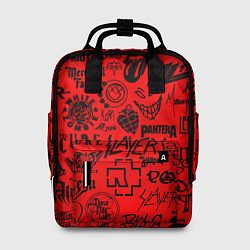 Рюкзак женский Лучшие рок группы на красном, цвет: 3D-принт