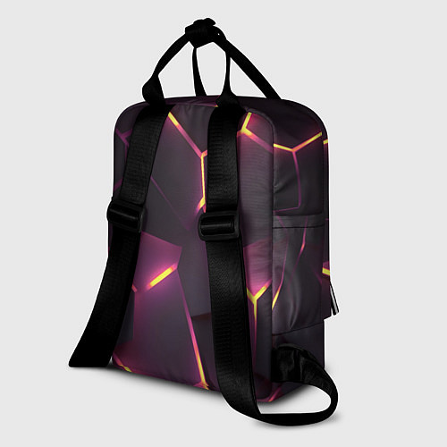 Женский рюкзак Пурпурные неоновые плиты / 3D-принт – фото 2