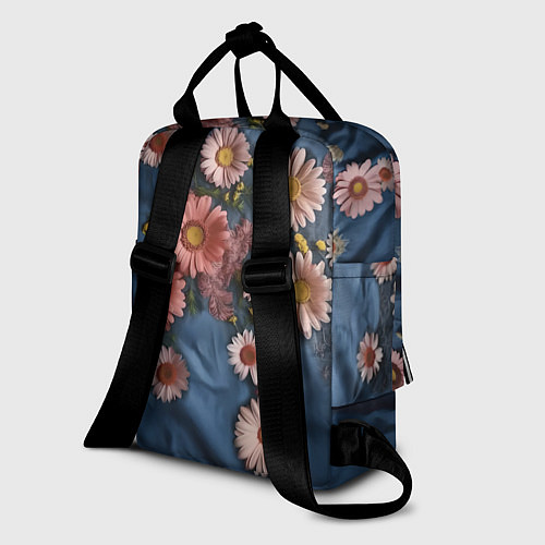Женский рюкзак Хризантемы на джинсе / 3D-принт – фото 2