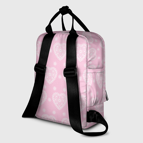 Женский рюкзак Розовое кружево сердечки / 3D-принт – фото 2