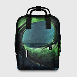 Рюкзак женский Объемная зеленая абстракция, цвет: 3D-принт