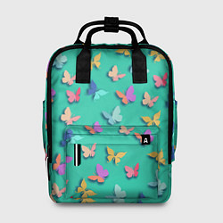Рюкзак женский Разноцветные бабочки, цвет: 3D-принт