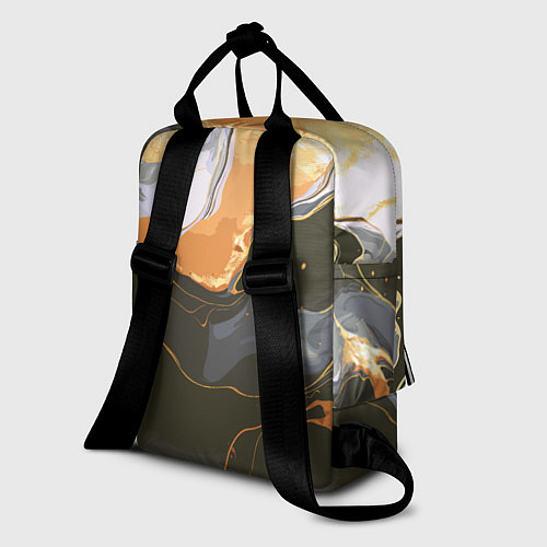 Женский рюкзак Черное и оранжевое / 3D-принт – фото 2