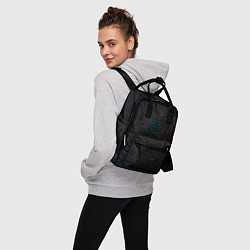 Рюкзак женский Черный текстовой паттерн, цвет: 3D-принт — фото 2
