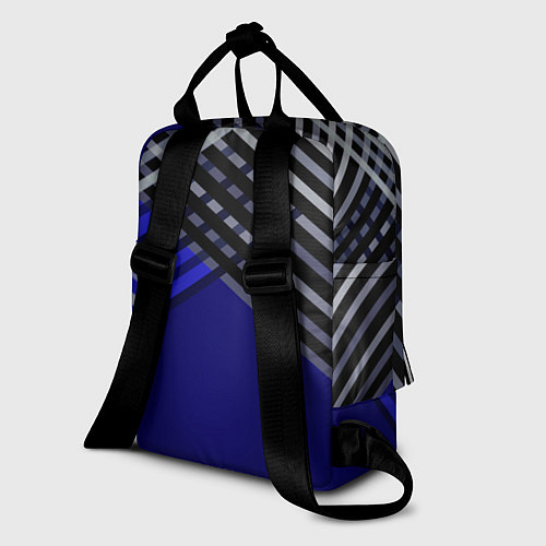 Женский рюкзак Белые и серые полосы на синем фоне / 3D-принт – фото 2