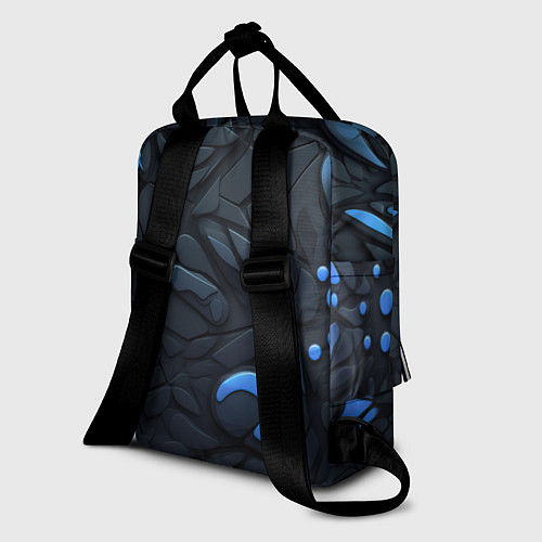 Женский рюкзак Blue black abstract texture / 3D-принт – фото 2
