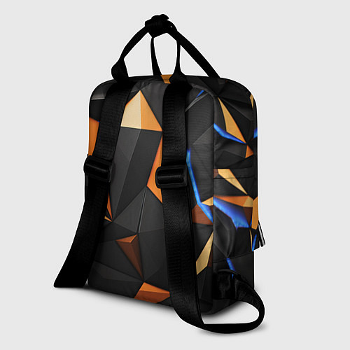 Женский рюкзак Оранжевые и черные элементы / 3D-принт – фото 2