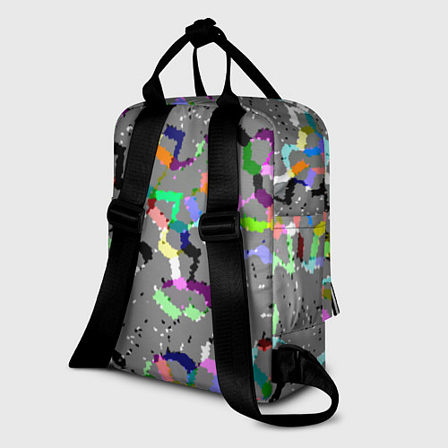 Женский рюкзак Серая абстракция с цветными элементами / 3D-принт – фото 2
