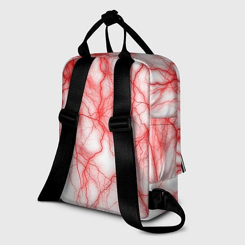 Женский рюкзак Белый фон и красные молнии / 3D-принт – фото 2