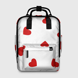 Женский рюкзак Красные сердечки на белом