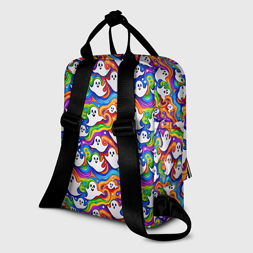 Женский рюкзак Веселые привидения на красочном фоне / 3D-принт – фото 2