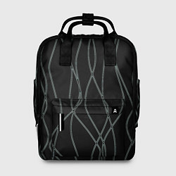 Рюкзак женский Чёрный с кривыми линиями, цвет: 3D-принт