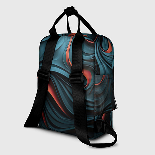 Женский рюкзак Сине-оранжевая абстрактная волна / 3D-принт – фото 2