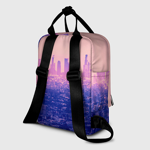 Женский рюкзак Город в розовом и фиолетовом цветах / 3D-принт – фото 2