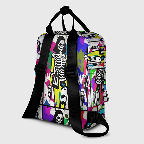 Женский рюкзак Разноцветные скелеты девушки - поп-арт - мода / 3D-принт – фото 2