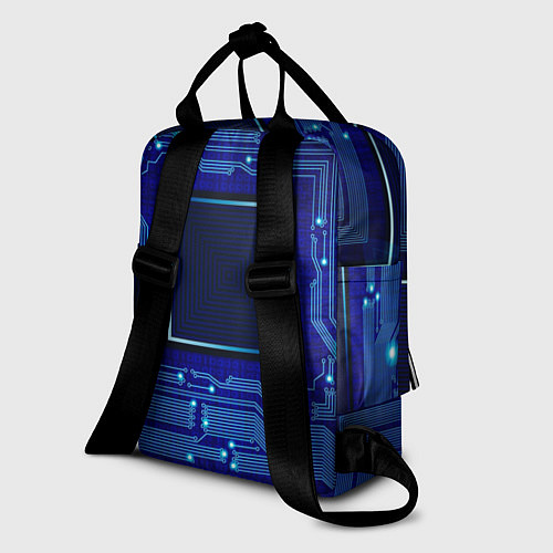 Женский рюкзак Технический синий паттерн / 3D-принт – фото 2