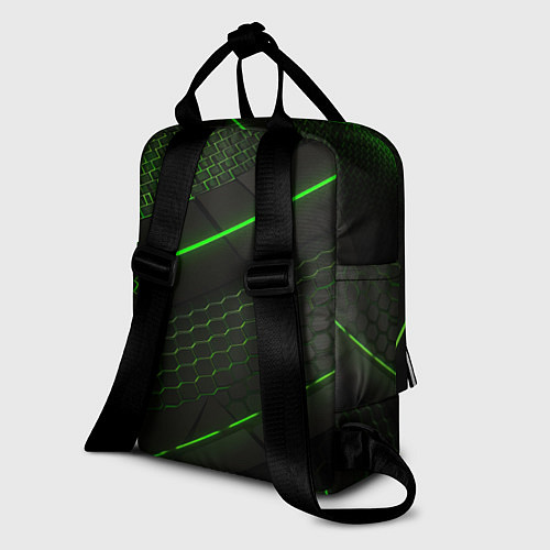 Женский рюкзак Зеленая абстракция со светом / 3D-принт – фото 2