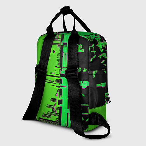 Женский рюкзак Кибер-глитч зелёный / 3D-принт – фото 2