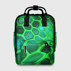 Рюкзак женский Зеленые неоновые соты, цвет: 3D-принт