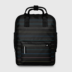 Рюкзак женский Разноцветные полосы на чёрном, цвет: 3D-принт