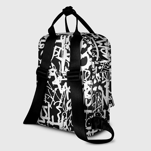 Женский рюкзак Граффити черно-белый паттерн / 3D-принт – фото 2