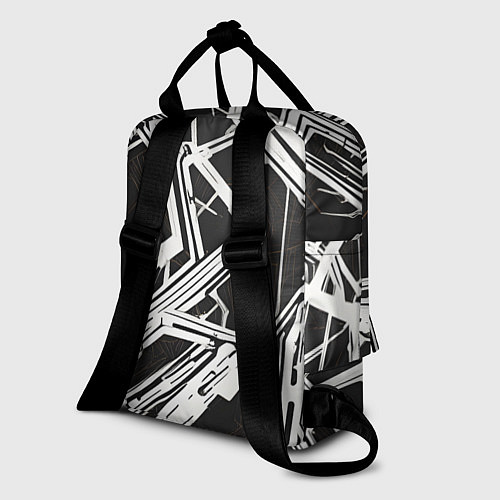 Женский рюкзак Белые полосы на чёрном фоне / 3D-принт – фото 2