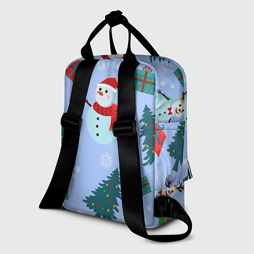Женский рюкзак Снеговики с новогодними подарками паттерн / 3D-принт – фото 2