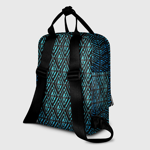 Женский рюкзак Голубые ромбы на чёрном фоне / 3D-принт – фото 2