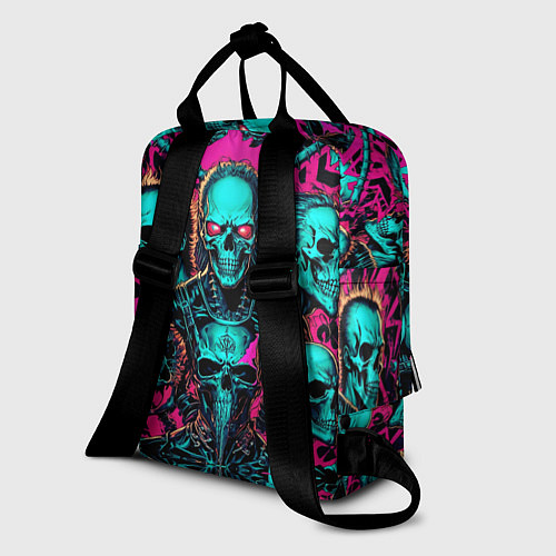 Женский рюкзак Slipknot на фоне рок черепов / 3D-принт – фото 2