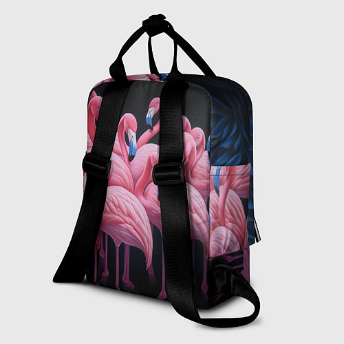 Женский рюкзак Стая розовых фламинго в темноте / 3D-принт – фото 2