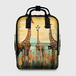 Женский рюкзак Три жирафа в стиле фолк-арт
