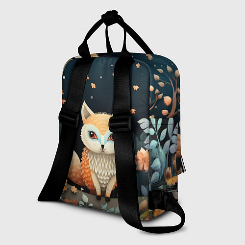 Женский рюкзак Фэнтезийная лисичка в лесу фолк-арт / 3D-принт – фото 2