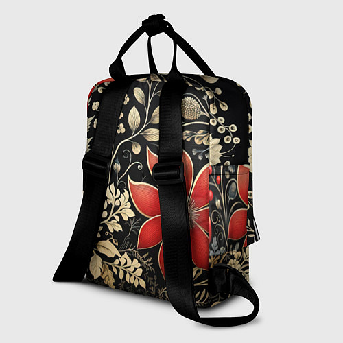Женский рюкзак Новогодние цветы и листья / 3D-принт – фото 2