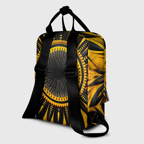 Женский рюкзак Желто-черный узор в африканском стиле / 3D-принт – фото 2