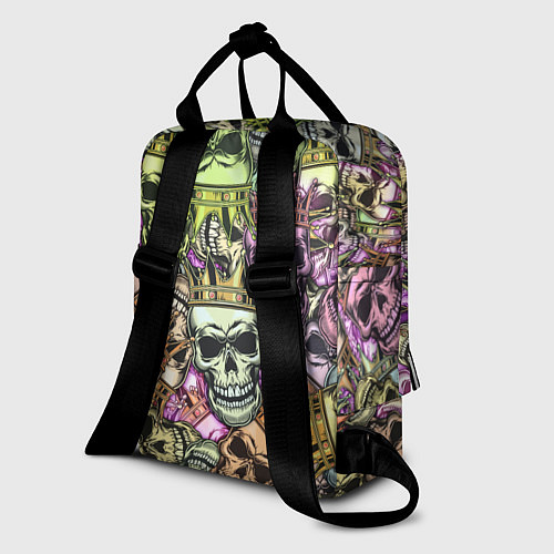 Женский рюкзак Разноцветные черепа с короной паттерн / 3D-принт – фото 2