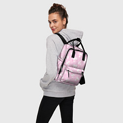 Рюкзак женский Барби: белые сердца на розовом паттерн, цвет: 3D-принт — фото 2