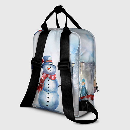 Женский рюкзак Новогодний день со снеговиком / 3D-принт – фото 2