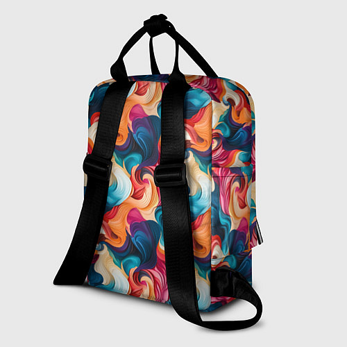 Женский рюкзак Паттерн абстрактные разноцветные волны / 3D-принт – фото 2