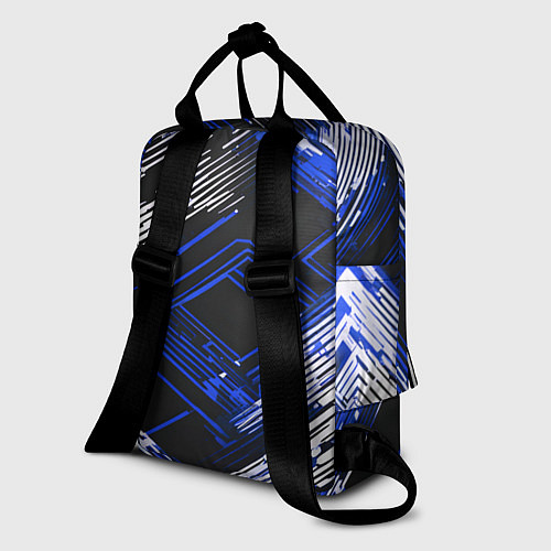 Женский рюкзак Киберпанк линии белые и синие / 3D-принт – фото 2