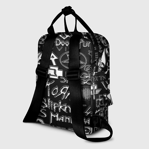 Женский рюкзак Логотипы рок групп металические / 3D-принт – фото 2